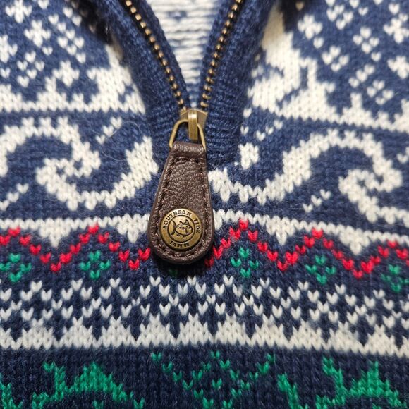 Southern Tide Quarter Zip Sweater S Blue Fair Isle Nautical Holiday Wool Alpaca - Picture 3 of 11